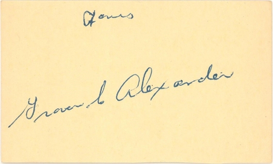 Grover Cleveland Alexander Signed Index Card (Beckett)